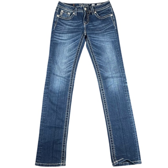 Miss Me Other - Miss Me JK55725 Girl’s Embellishment Rhinestone Skinny Blue Jeans Sz 16 (26x31